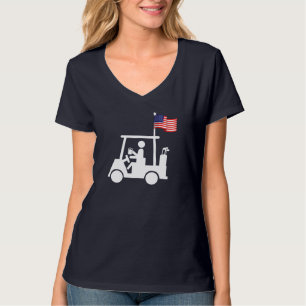 Camiseta Visto de Golfe Patriótico EUA Forte Carrinho de Go