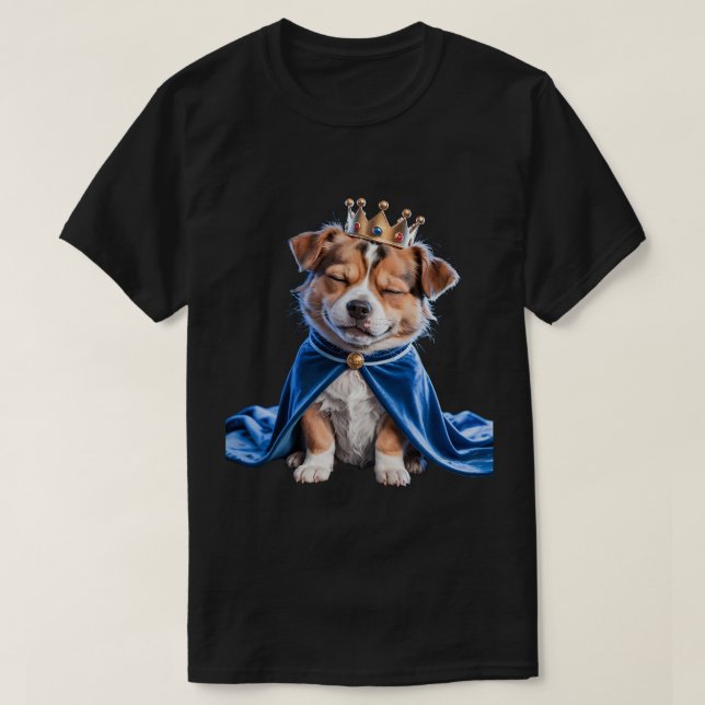 Camiseta VISTO DOG CROWN Engraçado CROWN Pega Casual Todos  (Frente do Design)