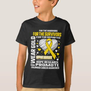 Camiseta Visto Dourado Para Os Guerreiros Cancer De Infânci