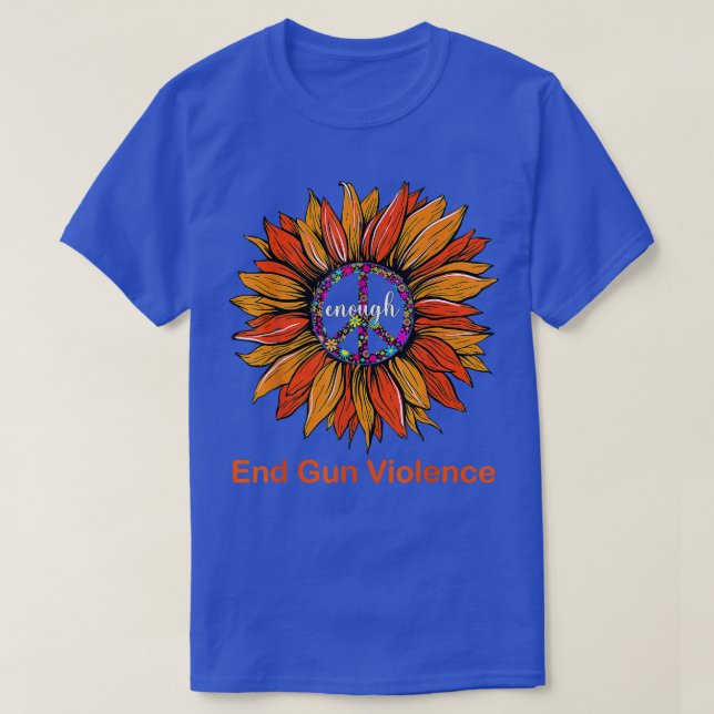 Camiseta Visto Orange Peace Sunflower chega de violência co (Frente do Design)