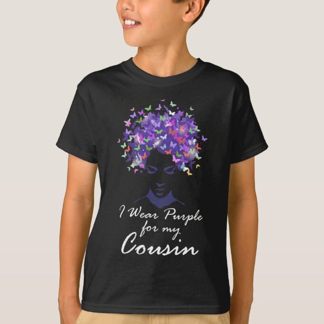 Camiseta Visto Roxo Para Meu Primo Apoio Alzheimerheimer (Frente)
