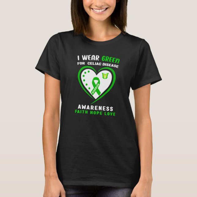 Camiseta Visto Verde para a Consciência da Doença Celiaca M (Frente)