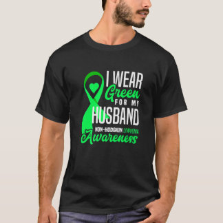Camiseta Visto Verde Para O Meu Marido Linfoma Não-Hodgkin