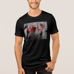 Camiseta visual denso de SlipperyJoe com tema de terror ass