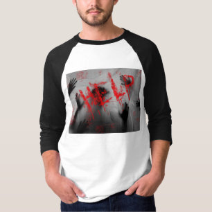 Camiseta visual denso de SlipperyJoe com tema de terror ass