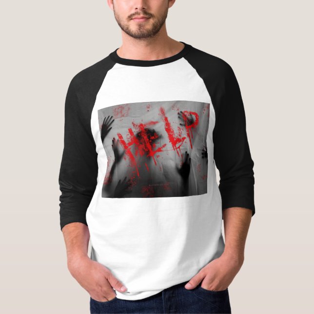 Camiseta visual denso de SlipperyJoe com tema de terror ass (Frente)