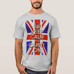 Camiseta visual lavado bandeira Union Jack mantenha a Calma