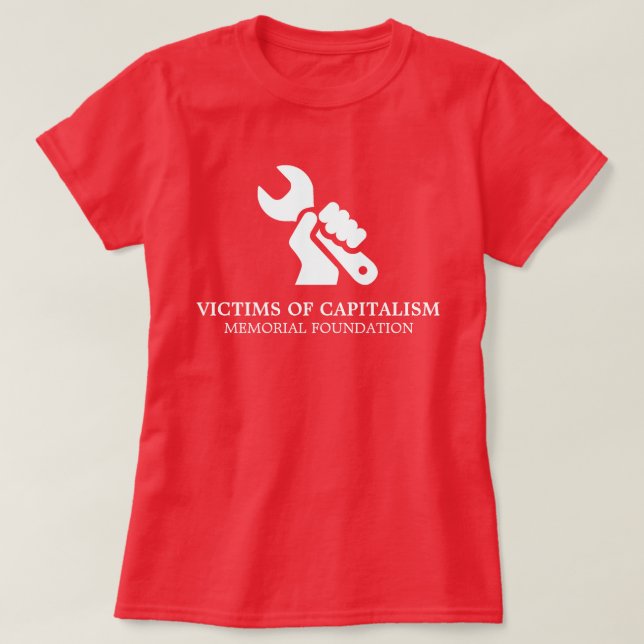 Camiseta Vítimas do capitalismo satírico (Frente do Design)