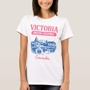 Camiseta Vitória BC Canadá Arte da Cidade com Paisagem Urba