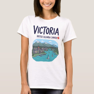 Camiseta Vitória BC Canadá Linda Silhueta Colorida Paisagem
