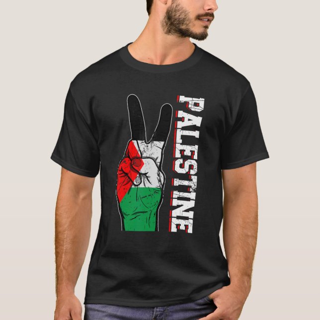 Camiseta Vitória em Perplexidade Dois Dedos Bandeira Palest (Frente)