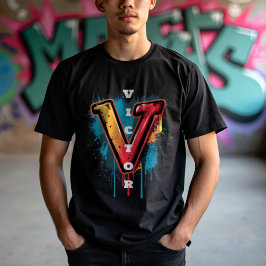 Camiseta Vitória nas ruas: Grafite personalizável "V"