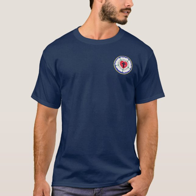 Camiseta Vitral da Rosa de Lutero (Frente)