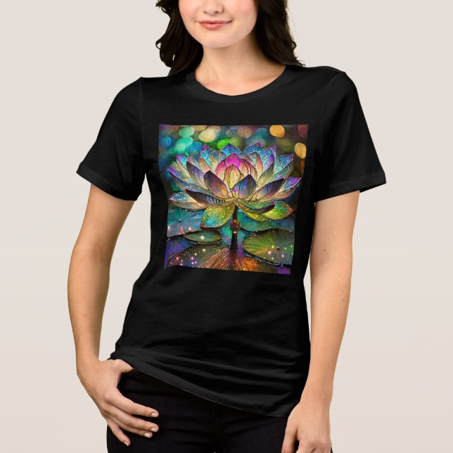 Camiseta Vitraux Flor de Lótus Vibrante (Frente)