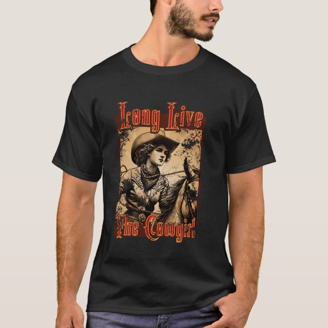 Camiseta Viva a Cowgirl Fofa Poderosa Mulher Western Hor (Frente)