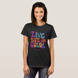 Camiseta Viva a Vida em Cor Retro 70s Personalidade Psicodé