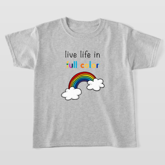 Camiseta Viva a Vida em Cores Intensas Arco-Íris (Postura )
