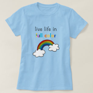 Camiseta Viva a Vida em Cores Intensas Arco-Íris