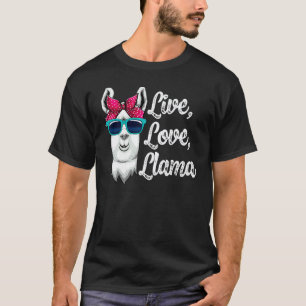 Camiseta Viva Amar Lhama Branco Mulheres Lhama Amor Animal