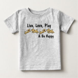 Camiseta Viva, ame, divirta-se e seja feliz com Cães Toddl