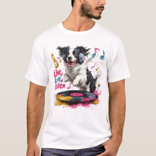 Camiseta Viva, Ame, Escute - Música Border Collie
