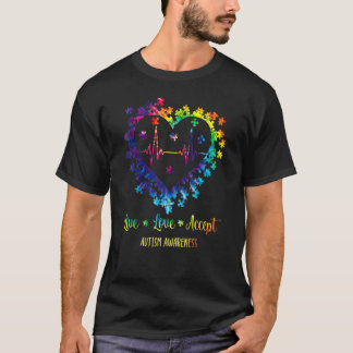 Camiseta Viva Amor Aceite Conscientização do Autismo Coraçã