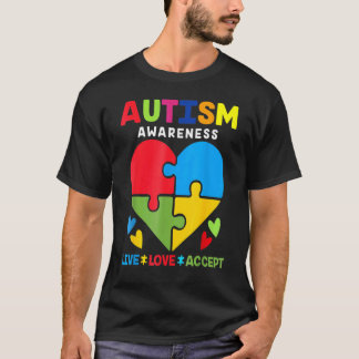 Camiseta Viva Amor Aceite Conscientização do Autismo Pai Mã