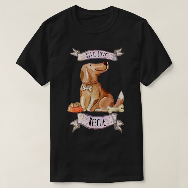 Camiseta Viva Amor Resgate para Defensores do Resgate de Cã (Frente do Design)