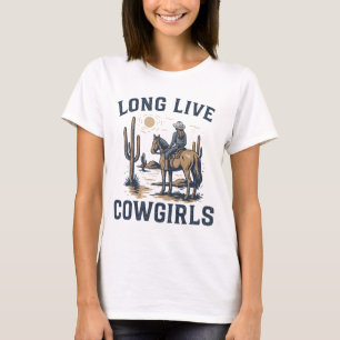 Camiseta Viva as Vaqueiras Retro Deserto Ocidental Cavalo