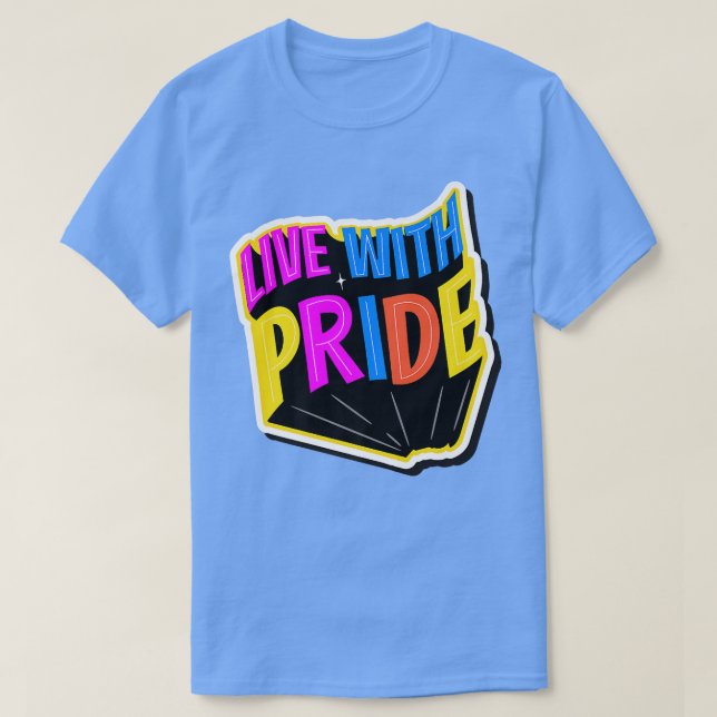 Camiseta Viva com o Orgulho LGBTQ Mês  (Frente do Design)