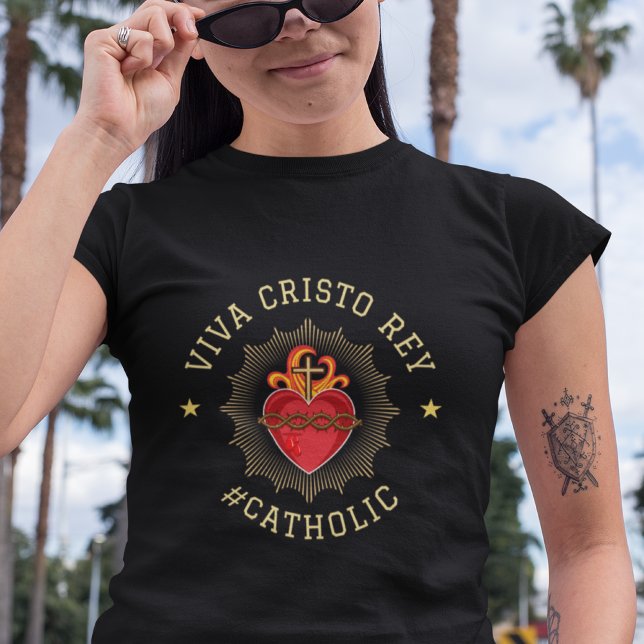 Camiseta Viva Cristo Rey Cristeros Católicos Presente (Criador carregado)