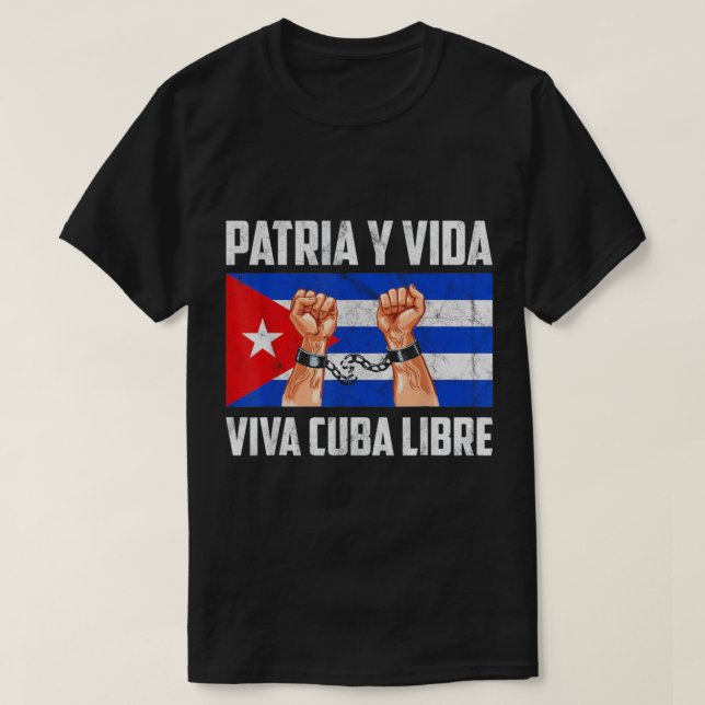 Camiseta Viva Cuba Libre Patria Y Vida Shirt (Frente do Design)
