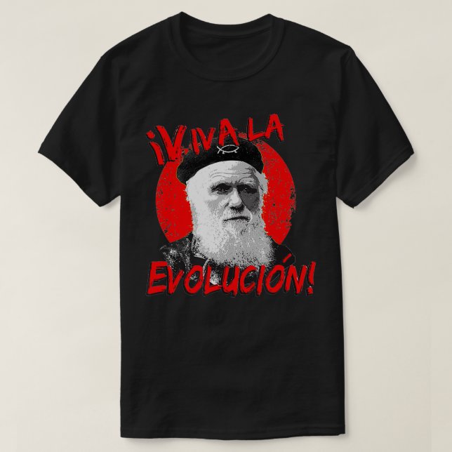 Camiseta Viva La Evolucion Darwin (Frente do Design)