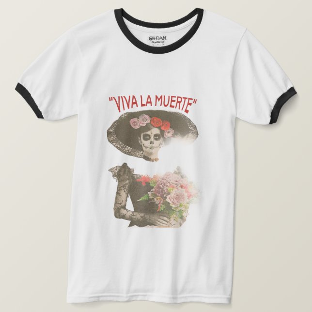 Camiseta Viva la Muerte Gothic Ringer (Frente do Design)