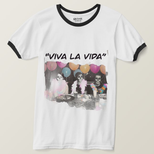 Camiseta Viva La Vida Retro Esqueleto (Frente do Design)