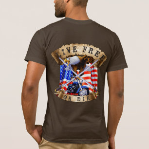 Camiseta Viva Livre ou Morra, Patriota de Moto, Águia,