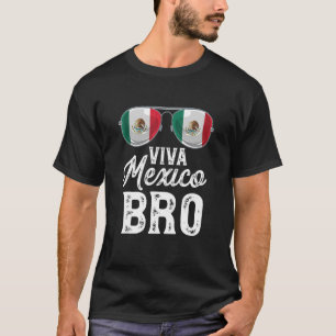 Camiseta Viva México Bro Sunglass Orgulho de Bandeira Mexic