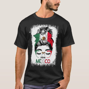Camiseta Viva Mexico Messy Bun Hair A Orgulho Da Bandeira M