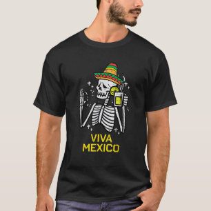 Camiseta Viva Mexico Skeleton Funny Cinco Mexicanos Indepen