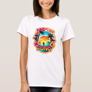 Camiseta VIVA PONO Surf Havaí justiça equilíbrio Ohana