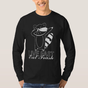 Camiseta Viva rápido coma lixo citação hilária Guaxinim ani