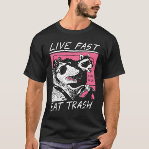 Camiseta Viva Rápido Coma Lixo Gambás Gatos de Rua Cool P