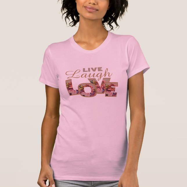 Camiseta Viva, Ria, Ame Rústico Floral em Rosa (Frente)