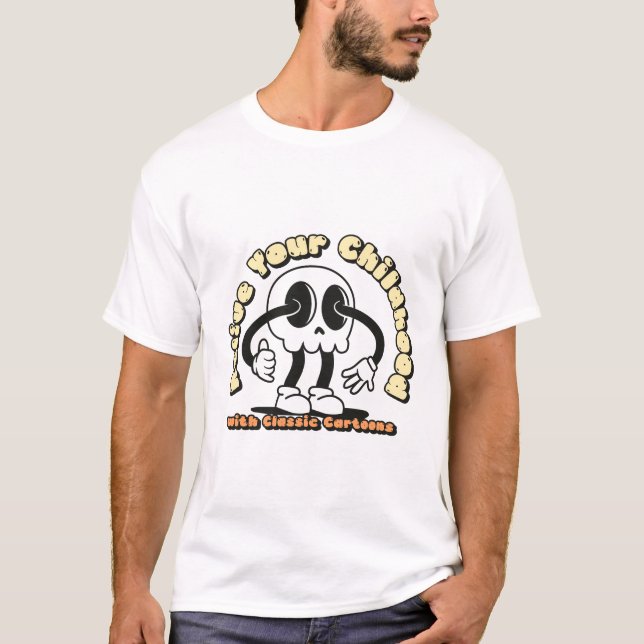 Camiseta Viva sua infância com desenhos clássicos (Frente)