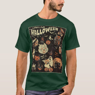 Camiseta Viva viva Halloween vintage gato preto bruxa