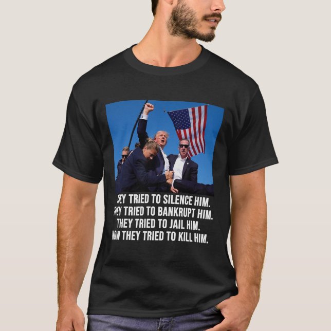 Camiseta Vive Donald Trump Mug Shot - Nunca se renda (Frente)