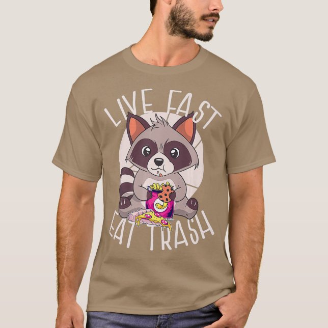 Camiseta VIVE FAST COMA PASSAGEM RACO Engraçado Comendo Lix (Frente)