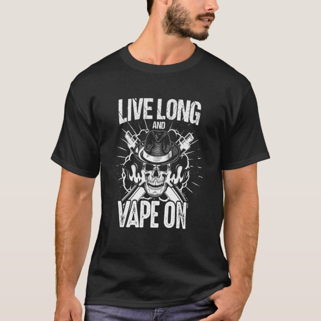 Camiseta Vive Longa e Vape Em Vaping Sdizendo com Gótico Sk (Frente)