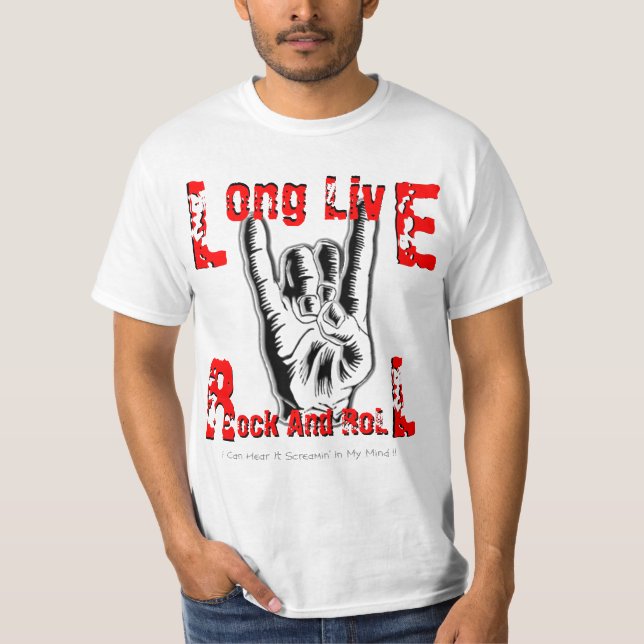 Camiseta Vive por muito tempo o rock and roll (Frente)