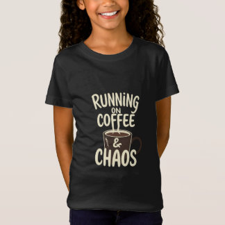 Camiseta Vivendo à Base de Café e Caos Arte de Estilo de Vi